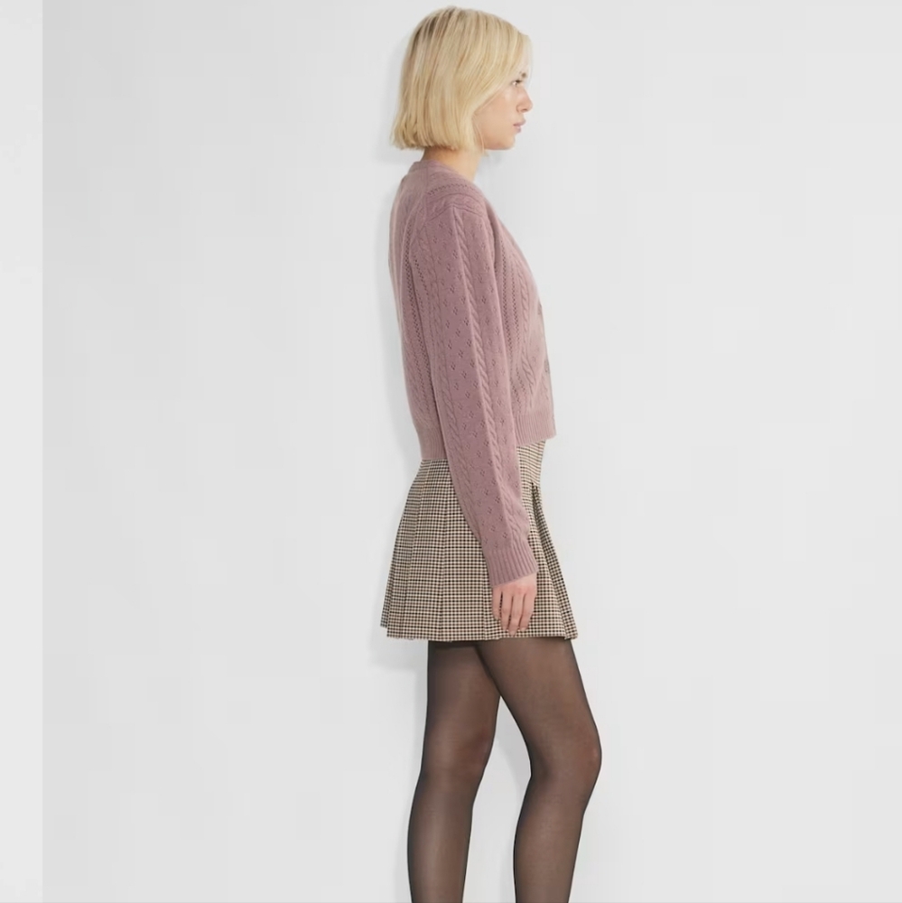 Women's Dusty Rose Cable Knit Button-Up Cardigan - Picture 4 of 7